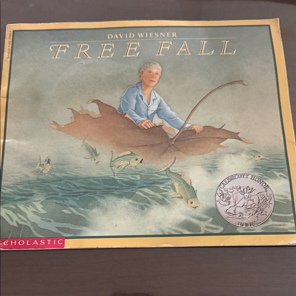 Scholastic Free Fall Picture Book with Blue-Green Cover Art vintage